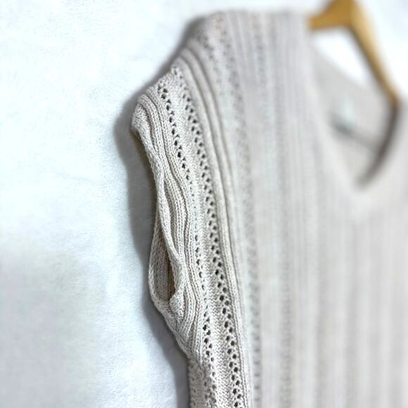 Joie XS Pullover Open Knit Sweater Top V-Neck‎ Beige Boho Softgril Beachy Y2K - Picture 2 of 8